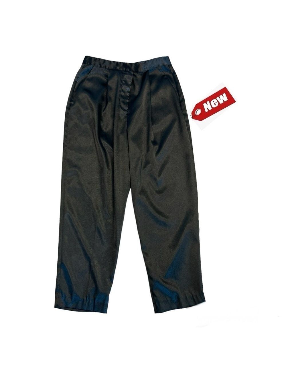 French Connection black adaline satin trouser ankle pants NWT